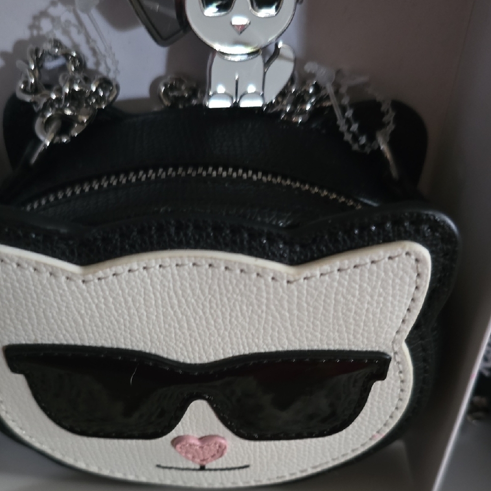 Karl Lagerfeld Black Camera Bag & Cat Keychain Set - Black & White Gift Set ❤️ - Picture 9 of 14